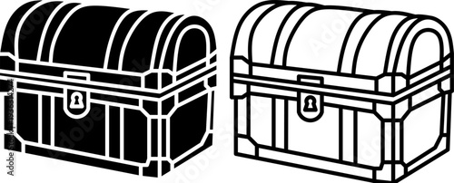 Minimalist Treasure Chest Line Art