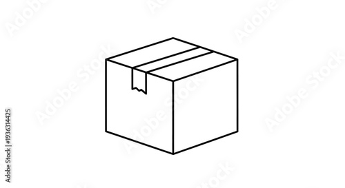 Simple Line Drawing of a Cardboard Shipping Box.