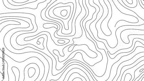 Topographic map vector illustration with contour lines on white background