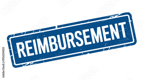 Reimbursement stamp with white text on blue background vector illustration