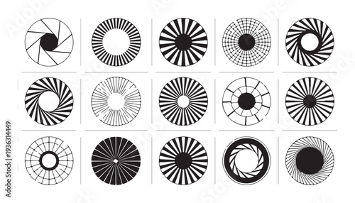 Aperture and shutter circular iris shapes for camera lens diaphragm control in photography settings