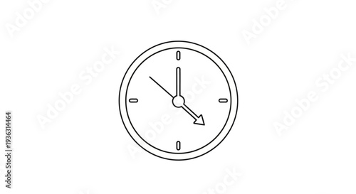Simple Line Drawing of a Round Clock Face with Hands