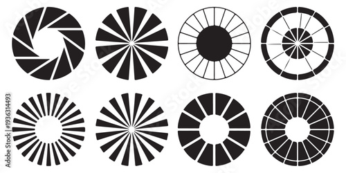 Diaphragm aperture shapes collection for camera lens shutter iris control in professional photography