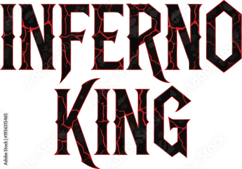 Cracked red and black text spelling Inferno King in bold gothic style