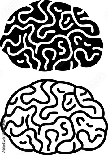 Brain Coral Silhouette and Outline