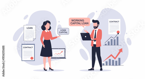 Business people discussing working capital loan agreement.