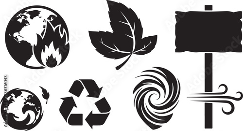Environmental icons for eco friendly and sustainable living concepts