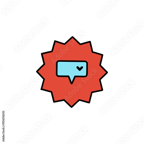 Single love heart speech bubble icon