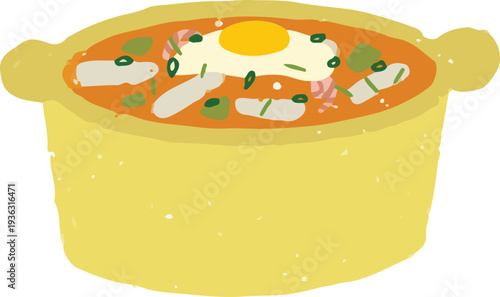 korean sundubu jiggae tofu stew food illustration icon vector