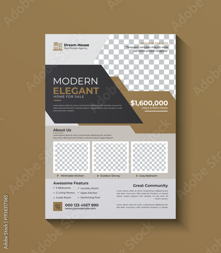 Modern real estate flyer template for property sale and realty business promotion