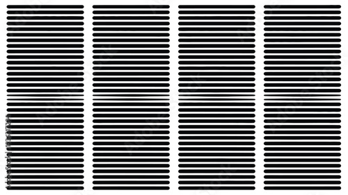 Ventilation grille with horizontal black metal bars on a white background