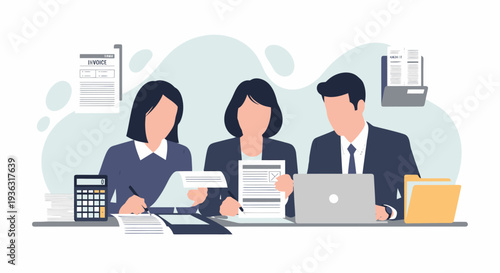 Business people working together on a project, collaborating and analyzing data.