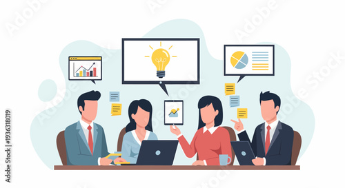 Business team meeting discussing new ideas and strategies for company growth.