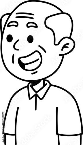 Cartoon Avatar Old Man Smiling