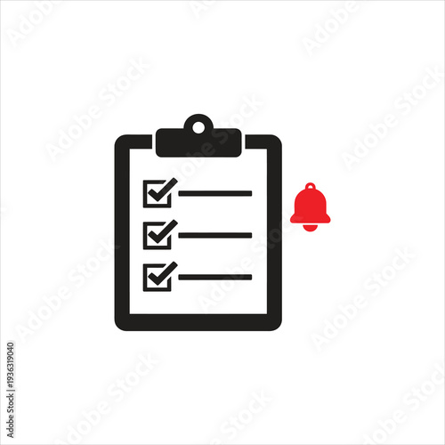 Vector illustration of checklist with flashing beacon. Symbol of emergency plan. New