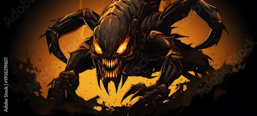 scorpion monster vector illustration t-shirt design,generative AI