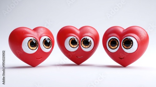 Cute Heart Characters with Big Eyes – Love, Friendship and Relationship Concept