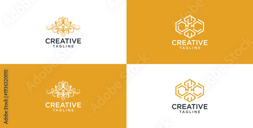 simple ornamental logo. monochromatic look gives style