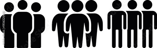 people group icon set human crowd symbol silhouettes, community team group pictogram vector icon collection, people group icon set community crowd silhouette figures