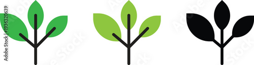 Minimal Tree Leaf Logo Set – Eco Nature Plant Icons Vector Illustration