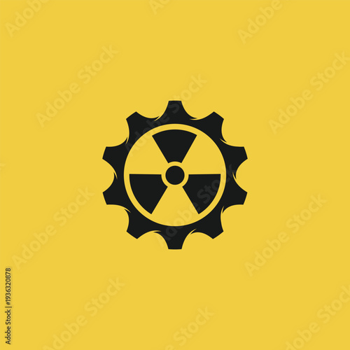 Nuclear Radiation Symbol Inside Industrial Gear Cog