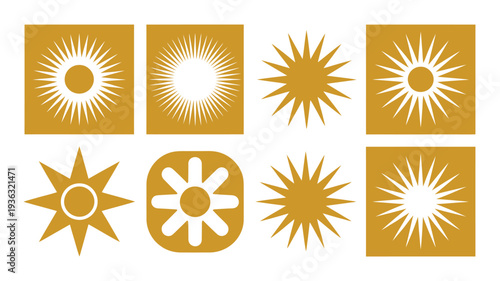 Sun icon vector graphics in various shapes and designs