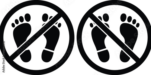 No climbing or walking on the grass sign with footprints isolated on white background, Vector, illustration