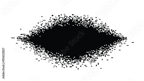 Pixelated black spot vector illustration on a light gray background