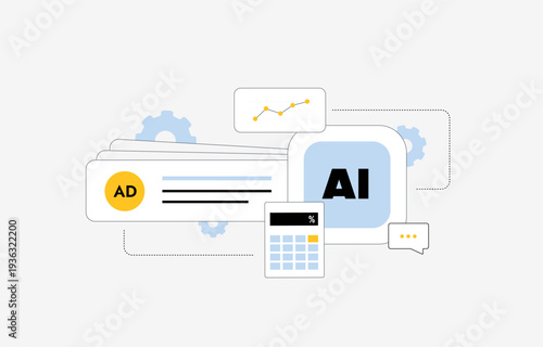 AI advertising analytics, artificial intelligence platform optimizing campaign performance with marketing dashboard, Programmatic Ads KPI tracking and budget calculation for ai-automated ad management