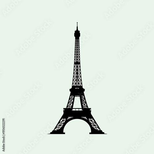 Eiffel Tower Silhouette Icon - Paris Landmark Symbol