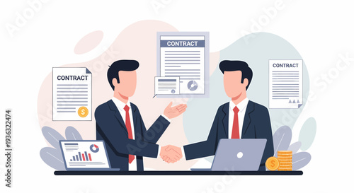 Businessmen shaking hands to seal a deal after successful negotiation.