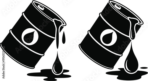 Two black and white cats with wide eyes and pointy ears sitting side by side. isolated on white background, Vector, illustration