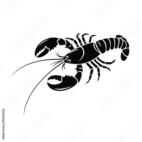 A detailed illustration of a lobster with prominent claws and antennae isolated on white background, Vector, illustration