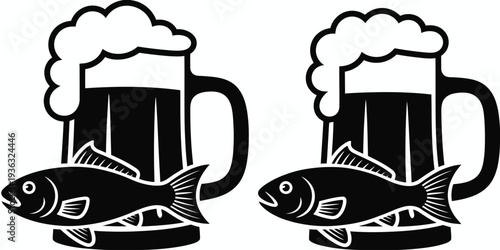 Two identical coffee mugs with steam rising from them, placed on a saucer. isolated on white background, Vector, illustration