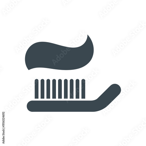 A close-up view of a toothbrush with blue bristles and a black handle isolated on white background, Vector, illustration