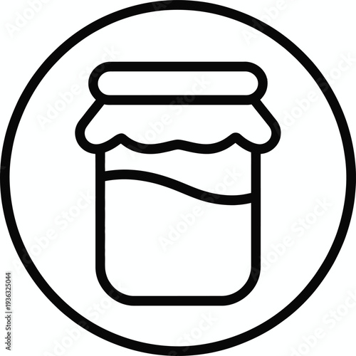 A jar of homemade jam with a white lid and a decorative label isolated on white background, Vector, illustration