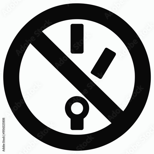 A sign indicating that photography and recording are not permitted in this area. isolated on white background, Vector, illustration