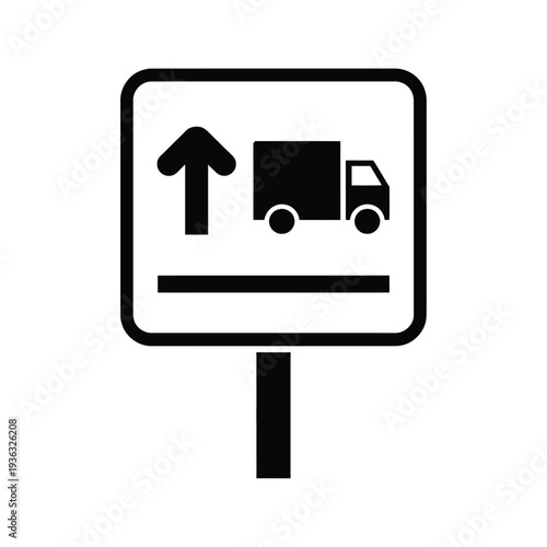 A road sign indicating a truck crossing with an arrow pointing upwards. isolated on white background, Vector, illustration