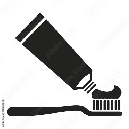 A close-up view of a toothbrush with toothpaste on it. isolated on white background, Vector, illustration