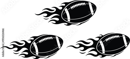 Three black and white cartoon rockets flying with fiery trails isolated on white background, Vector, illustration