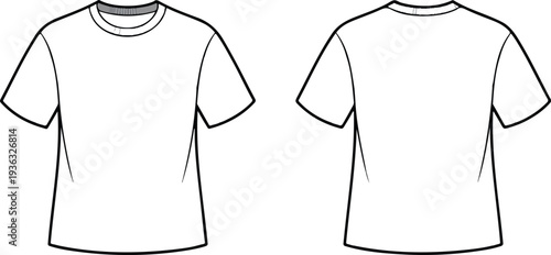 Polo Shirt Technical Drawing Front and Back View, Minimalist Apparel CAD Flat Vector Template