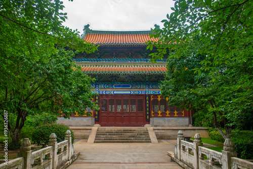 Historic antique buildings in Shizi Mountain near Yuejiang Tower in northwest of downtown Nanjing City, Jiangsu Province, China.  
