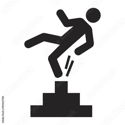 A person falling from a platform due to an electric shock. isolated on white background, Vector, illustration