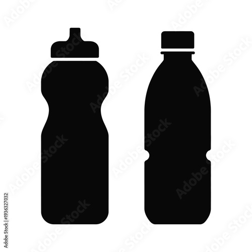 Two different types of bottles standing next to each other. isolated on white background, Vector, illustration