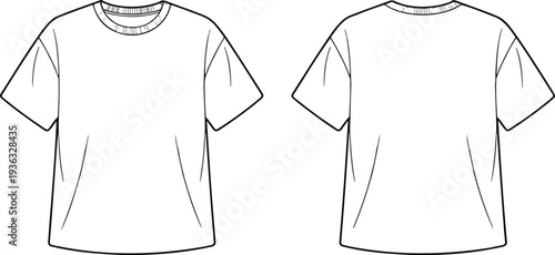 Polo Shirt Technical Drawing Front and Back View, Minimalist Apparel CAD Flat Vector Template