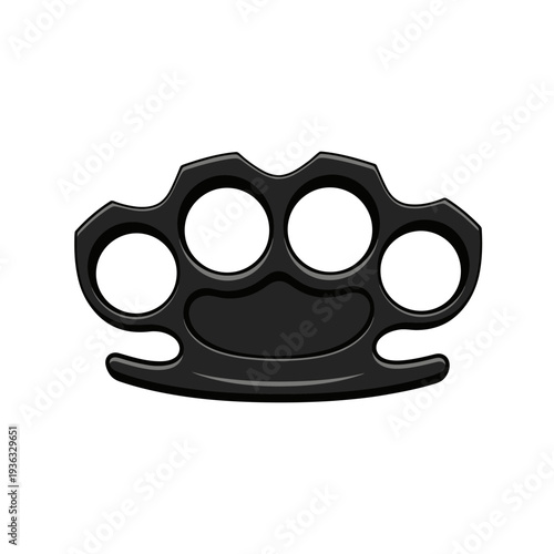 Black brass knuckles isolated on white background, weapon, self-defense, danger, illegal object