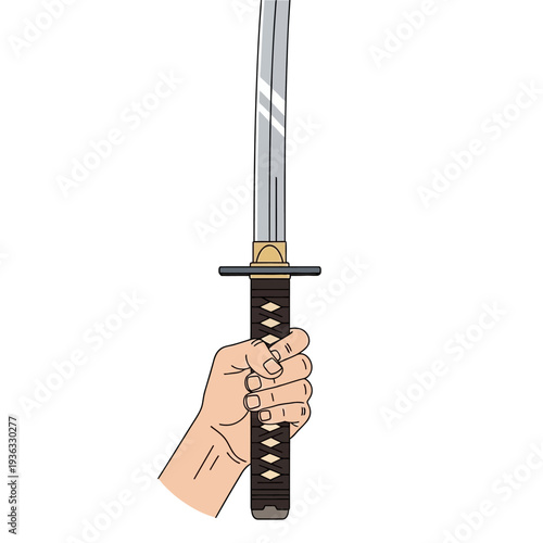 Hand Holding Katana Sword