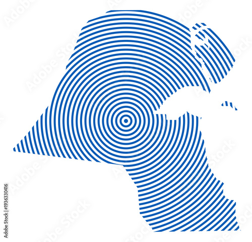 Blue Circle Lines Kuwait Map Asian Country