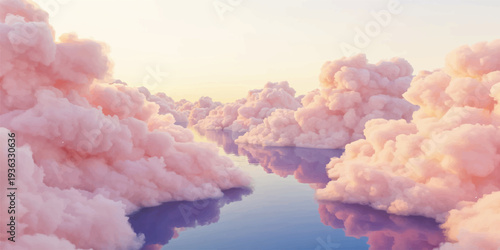 Bright white clouds drift across a blue nature sky as the sun creates a light atmosphere over the cloudy environment during a bright winter day