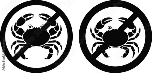 Two intricate black and white illustrations of crabs facing each other. isolated on white background, Vector, illustration